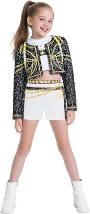 Girls Demon Pop Singer Hunters Costume 3-14 Years Stage Dance Idol Cosplay Outfit, Kids Halloween Costumes