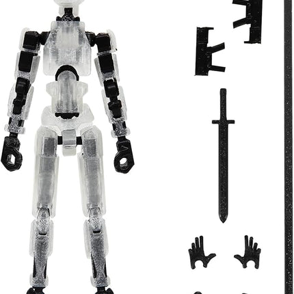 MerryXD T13 Action Figure,Assembly Completed Dummy Nova Tintan Lucky 13 Action Figure 3D Printed Multi-Jointed Movable Toy Clear
