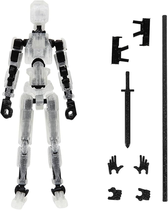 MerryXD T13 Action Figure,Assembly Completed Dummy Nova Tintan Lucky 13 Action Figure 3D Printed Multi-Jointed Movable Toy Clear