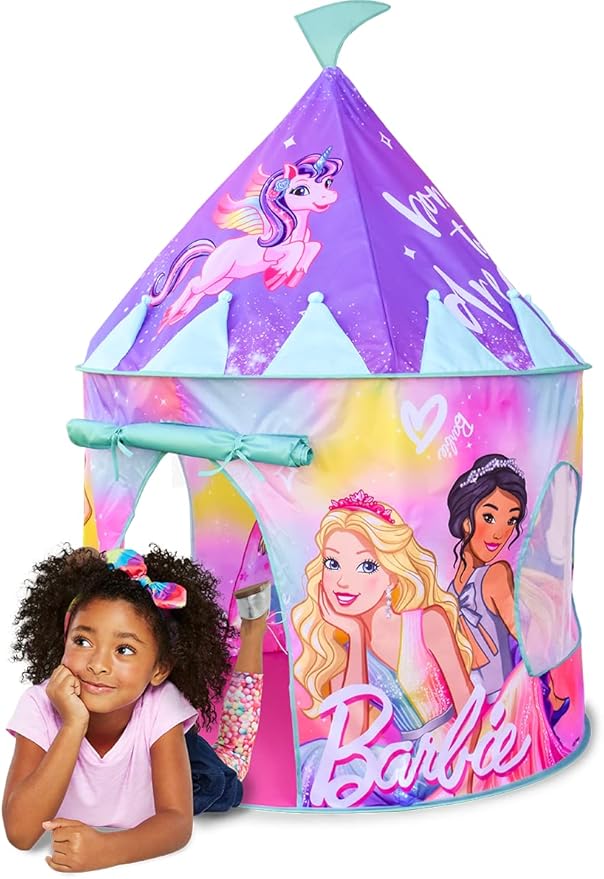 Barbie Pop Up Castle - Dreamtopia Pink Princess Play Tent for Kids | Folds Into Carrying Case - Sunny Days Entertainment