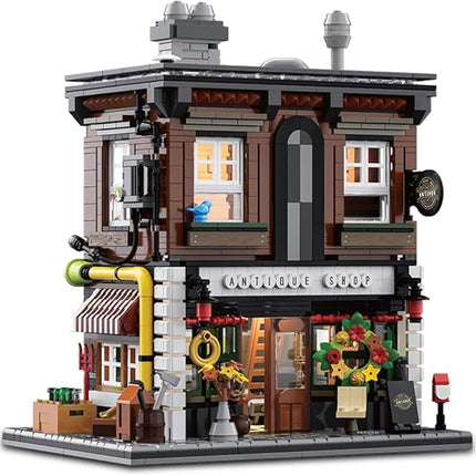 Antique Shop Lighting Building Blocks Kit, 1954 Pcs Modular Construction Building Model Sets, Assembly Gift for Teens and Adults
