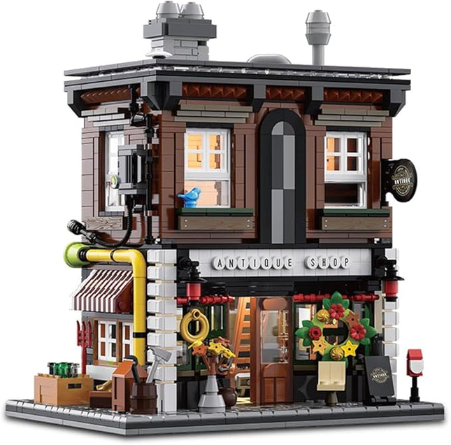 Antique Shop Lighting Building Blocks Kit, 1954 Pcs Modular Construction Building Model Sets, Assembly Gift for Teens and Adults