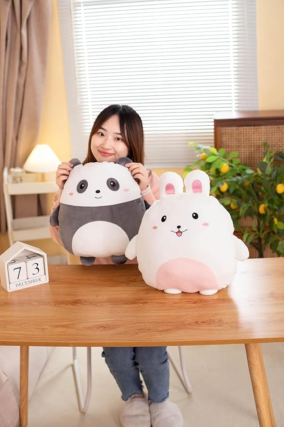 Soft Flat Rabbit Plush Hugging Pillow Cute White Rabbit Stuffed Animal Bunny Plushies Toys Kids Bunny Anime Cushion for Birthday, Valentine's Day, Christmas...12 Inch