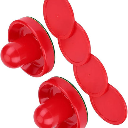 Table Air Hockey Red Pushers and Pucks Set, Plastic Air Hockey Goalies Pushers Pucks Set for Standard Air Hockey Tables