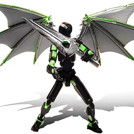 T13 Action Figure (Assembly Completed) Titan 13 Dummy 13 Figure Robot 13 Figure 3D Printed Articulated Multi-Jointed Movable Robot Model (Black Green)