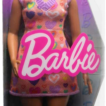 Barbie Fashionistas Doll #207 with Pink Hair Streaks Wearing Removable Heart-Print Sweater Dress, Sunglasses & Platform Shoes