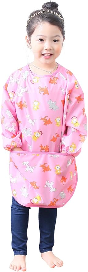 Kids Waterproof Art Smock – Long Sleeve Apron for Painting, Baking, Sensory Play (Ages 1–10)