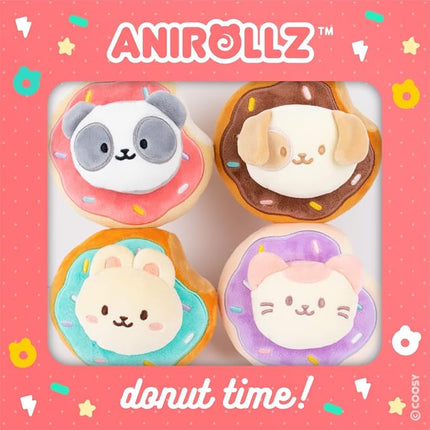 Anirollz Bunniroll Plush in Donut Ring Outfitz – Kawaii Stuffed Animal with Removable Costume – Cute Squishy Plush Toy Gift for Girls & Kids