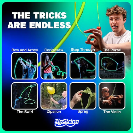 ZipString Luma - The Patented Glow-in-The-Dark Toy That Flies a Loop of String, Creates Endless Shapes and Tricks Built-in LED for Glowing Fun. Perfect STEM Gift for Kids & Adults. Wonderment Awaits