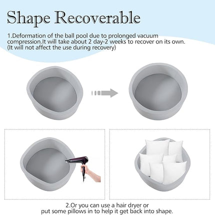 Foam Ball Pit, 35.4"x 11.8" Ball Pits for Toddlers, Soft Round Kiddie Baby Playpen Ball Pool for Kids, Ideal Gift for Babies Indoor and Outdoor Game, Grey, (Balls not Included)