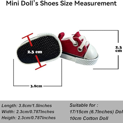 3pcs Doll Accessories Set Included Mini Glasses, Shoulder Bag and Canvas Shoes, Dress Up Accessories Replacement for 17cm Doll, Mini Costume Supplies for 6.7in Figures (Set of Red)