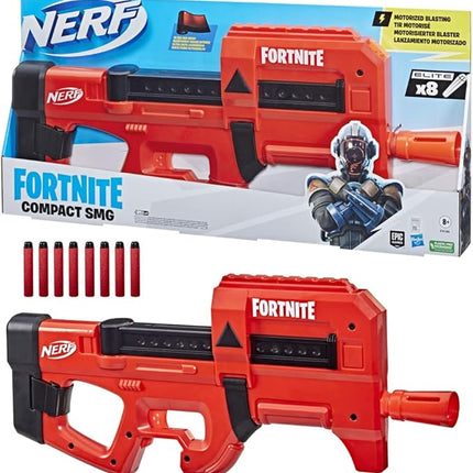 Nerf Fortnite Compact SMG Motorized Dart Blaster Age 8+, Ultra Red Wrap, 8-Dart Internal Clip, Includes 8 Nerf Elite Foam Darts