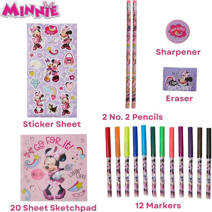 Innovative Designs Disney Minnie Mouse Color and Roll Activity Set with Carrying Case, Stickers, & Art Supplies