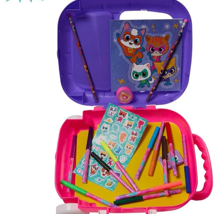 Disney Junior Super Kitties Color and Roll Activity Set with Carrying Case, Stickers, & Art Supplies