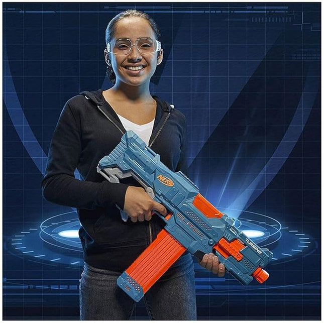 Nerf Elite 2.0 Turbine CS-18 Motorised Blaster, 36 Nerf Darts, 18-Dart Clip, Built-in Customising Capabilities