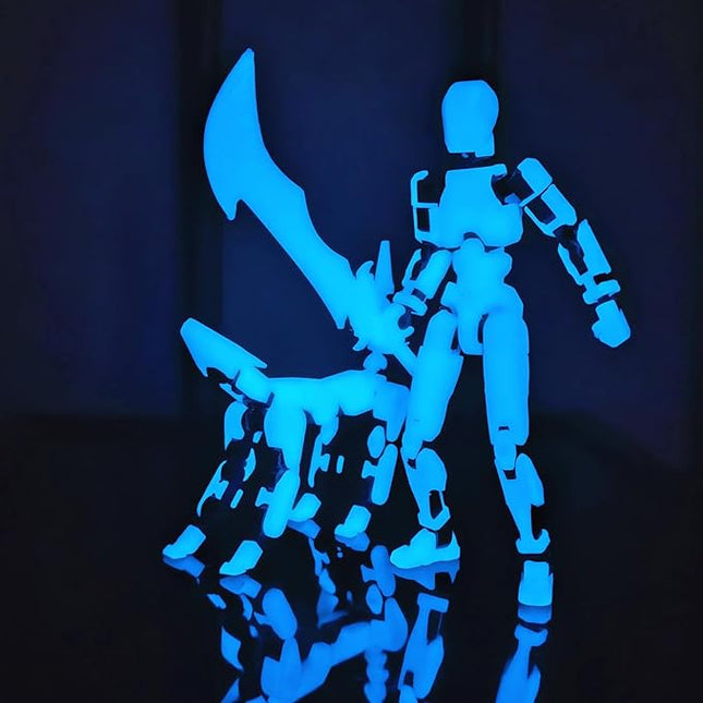 T13 Action Figures (Grow in The Dark Blue) Titan 13 Action Figures T13 3D Action Figure Set Already Assembled Dummy 13 Nova T-13 Robot 3D Printed Multi-Jointed Movable Toy (Blue Black + Dog)