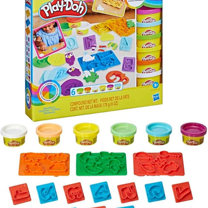 Hasbro Play-Doh Fundamentals - 10 Numbers plus Multiple Shape Stamper Tools plus 6 Colors of Play-Doh
