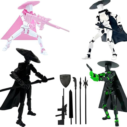 4 Packs Titan 13 Action Figure Set (Assembly Completed) 3D Printed Figure Dummy T13 Multi-Jointed Movable, Titan 13 Robot Action Figure, Christmas Birthday Valentine Classroom Students Gift