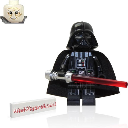 LEGO Star Wars OBI-Wan Kenobi Minifigure - Darth Vader (Printed Arms and Cape) with Red Lightsaber and Minifigureland Tile 75334