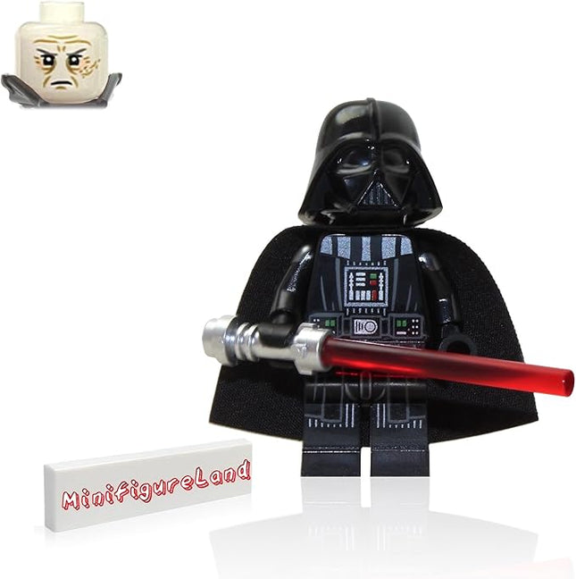 LEGO Star Wars OBI-Wan Kenobi Minifigure - Darth Vader (Printed Arms and Cape) with Red Lightsaber and Minifigureland Tile 75334