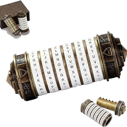 Unique Valentines Gift Cryptex Da Vinci Code Mini Cryptex Lock Puzzle Boxes with Hidden Compartments Heavy Real Metal Novelty Birthday Gifts Big Enough for Notes,Paper Money,Rings,Jewelry (White)