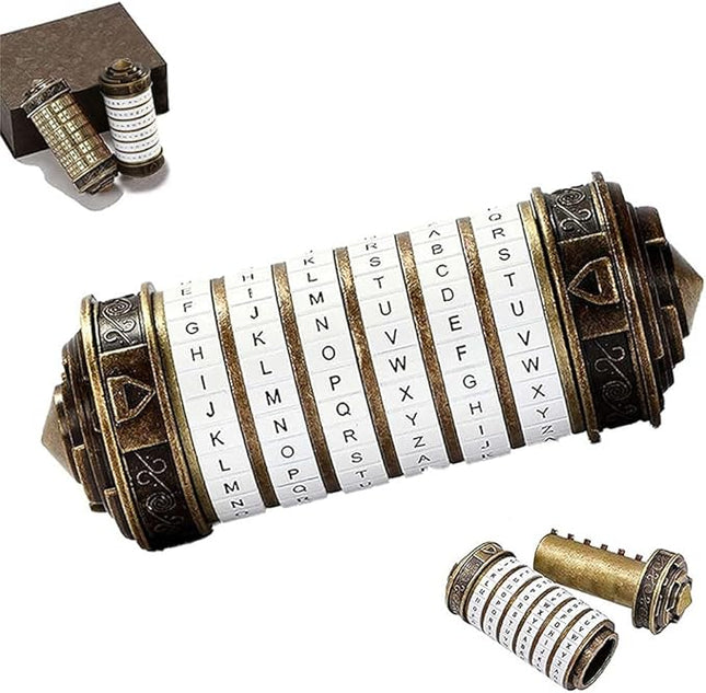 Unique Valentines Gift Cryptex Da Vinci Code Mini Cryptex Lock Puzzle Boxes with Hidden Compartments Heavy Real Metal Novelty Birthday Gifts Big Enough for Notes,Paper Money,Rings,Jewelry (White)