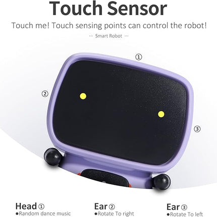 GILOBABY Interactive Talking Robot for Girls, Smart Toy with Touch Sensor & Voice Control, Record & Repeat Mode, Dancing, Singing, Educational Gift for 3 4 5 6 7 Year Old Kids (Purple)