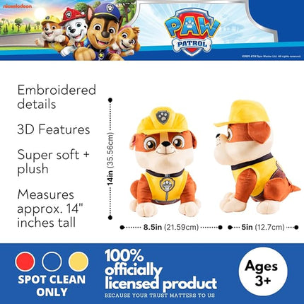 Franco Paw Patrol Rubble Construction Pup Kids Bedding Super Soft Plush Cuddle Pillow Buddy, (Officially Licensed Product)