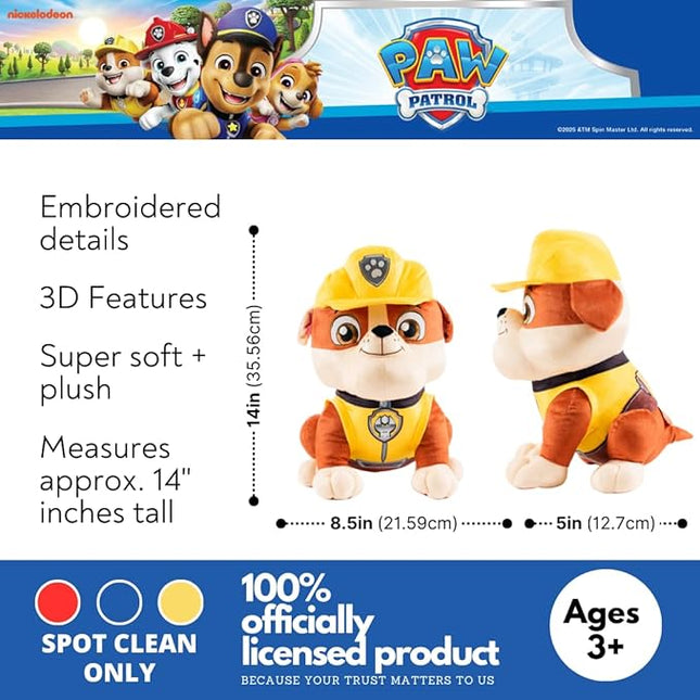Franco Paw Patrol Rubble Construction Pup Kids Bedding Super Soft Plush Cuddle Pillow Buddy, (Officially Licensed Product)
