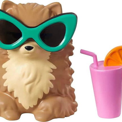 Barbie Extra Doll & Accessories with Long Pigtails & Rainbow Hair Ties in Shorts & Furry Shrug with Pet Pomeranian