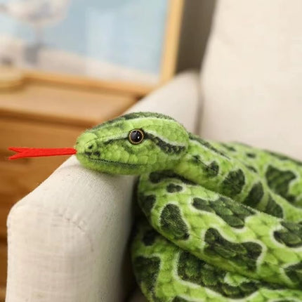 FRANKIEZHOU Realistic Snake Stuffed Animal-78.74" Green Anaconda Plush Toy,Fake Snake,Soft Lifelike Cute,Funny Toys,Tails Plush,Prank Stuff,Boy Toys,Gifts for Friends,Unique Home Decor
