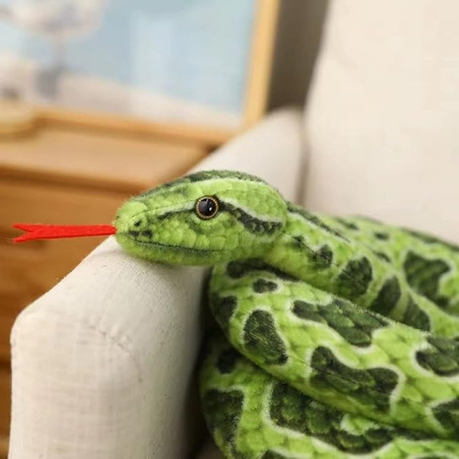 FRANKIEZHOU Realistic Snake Stuffed Animal-78.74" Green Anaconda Plush Toy,Fake Snake,Soft Lifelike Cute,Funny Toys,Tails Plush,Prank Stuff,Boy Toys,Gifts for Friends,Unique Home Decor