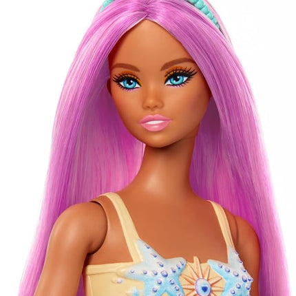 Barbie Mermaid Doll with Pink Fantasy Hair & Headband Accessory, Toy with Starfish-Inspired Bodice & Soft Orange Tail