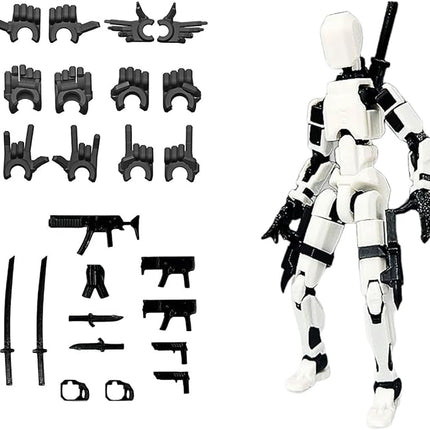Assembed 3D Printed 5.54'' Stick Tian 13 Action Figure, Multi-Jointed Robo13, Articulated T13 Desktop Decoration,12 in 1 d13 Accessories Best Birthday Festival Gift