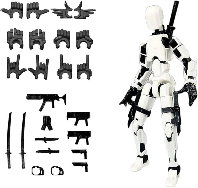 Assembed 3D Printed 5.54'' Stick Tian 13 Action Figure, Multi-Jointed Robo13, Articulated T13 Desktop Decoration,12 in 1 d13 Accessories Best Birthday Festival Gift