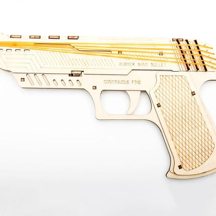 Gun Shape 3D Wooden Puzzle Model Building Kit Rubber Band Gun Toy DIY Brain Tearer Birthday Gift 3D Puzzle