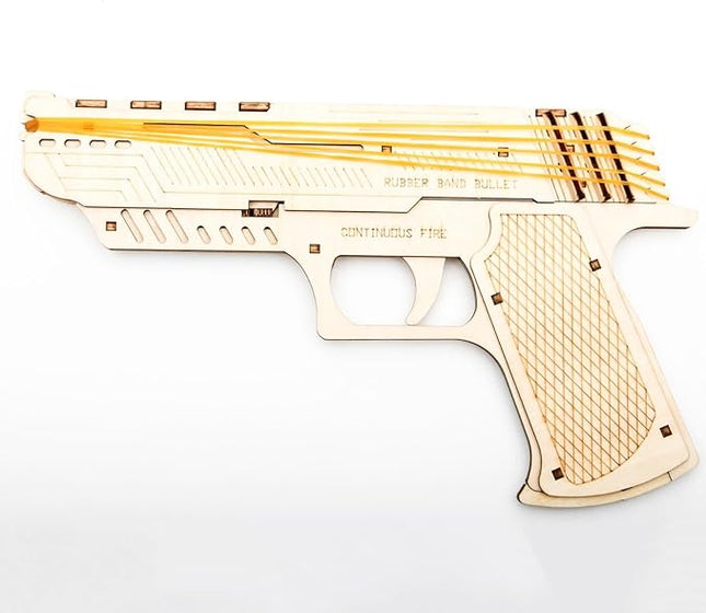 Gun Shape 3D Wooden Puzzle Model Building Kit Rubber Band Gun Toy DIY Brain Tearer Birthday Gift 3D Puzzle