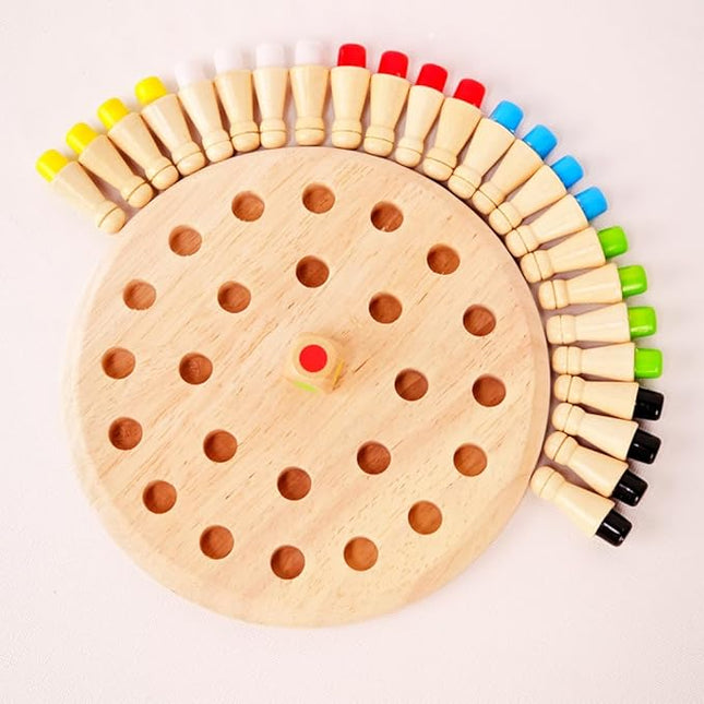 Kids Memory Matching Game with Wooden Dice | 6-Color Tiles Board Game for Family Night | Preschool Learning Toys Ages 3-6