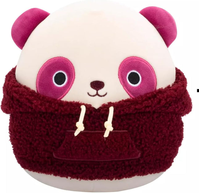 Squishmallows Original 8-Inch Christmas 2024 Hoodie Squad Plush- Official Jazwares Stuffed Animal Toy - Add to Your Squad - Gift for Kids, Girls & Boys (Ponder The Burgundy Panda)