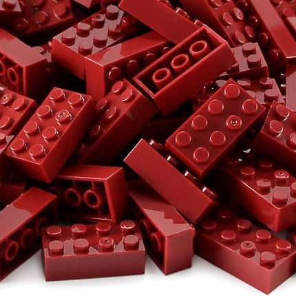Feleph 100pcs 2x4 Bricks Dark Red Pieces Parts Classic Building kit Creative Play Set Basic Blocks Toy Accessories Compatible with 3001 Major Brands