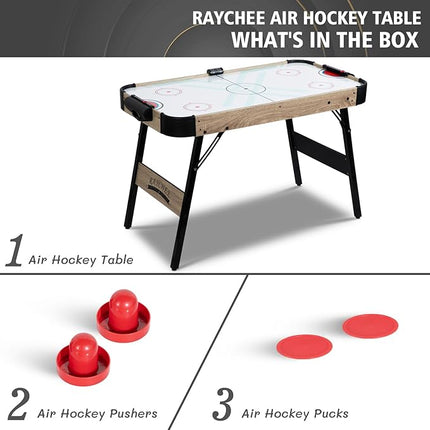 Foldable Air Hockey Table, 48" Indoor Air Hockey Arcade Table Gaming Set with 2 Pucks, 2 Pushers, Electronic Score Systems for Adults and Kids, Home Game Room, Family Recreation
