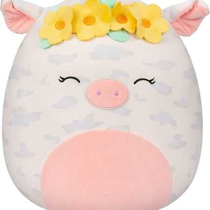 Squishmallows 16-Inch Rosie Spotted Pig with Yellow Flower Crown - Large Ultrasoft Official Kelly Toy Plush - Amazon Exclusive