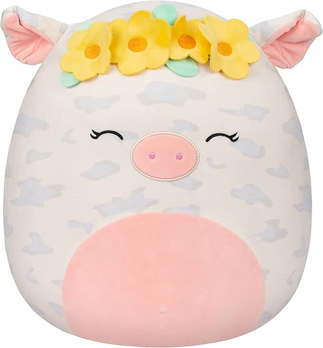 Squishmallows 16-Inch Rosie Spotted Pig with Yellow Flower Crown - Large Ultrasoft Official Kelly Toy Plush - Amazon Exclusive