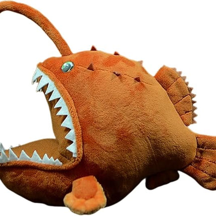 FRANKIEZHOU Lifelike Anglerfish Plush-Brown 12" Fish Stuffed Animal,Soft Monkfish Plush Toy,Gifts for Kids