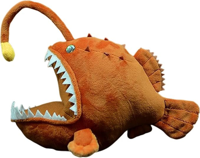FRANKIEZHOU Lifelike Anglerfish Plush-Brown 12" Fish Stuffed Animal,Soft Monkfish Plush Toy,Gifts for Kids