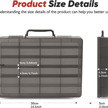 Toy Storage Organizer Case for Hot Wheels Car, for Matchbox Cars, for Mini Toys, for Small Dolls. Carrying Box Container Carrier with 24 Compartments (Box Only) (Black)