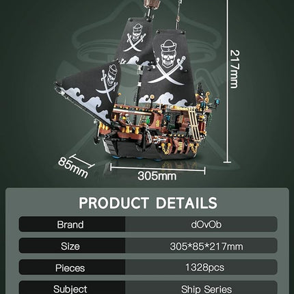 dOvOb Mini Blocks Set Pirates Ship Building Blocks Set, Great Idea Construction Set, Assembly Toy as a Gift for Teens and Adult (1328 PCS)