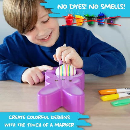 The Eggmazing Egg Decorator - Peeps Bunny - Arts and Craft Set Includes 6 Colorful Quick Drying, Non-Toxic Markers (Purple), Ages 3 and Up