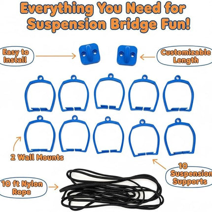 Suspension Bridge Compatible with Hot Wheels Track (Blue)