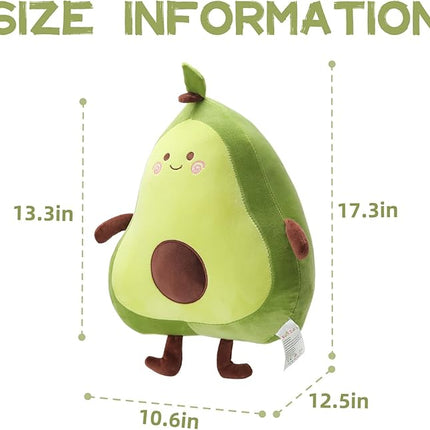 Niuniu Daddy 17.3" Avocado Stuffed Animal Pillow Large Squishy Plush Toys Soft Kawaii Food Shaped Baby Stuff Cuddle Toy Adorable Fruit Hugging Pillow for Kids